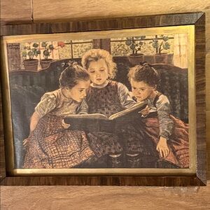 Charming Art Print of Children Reading